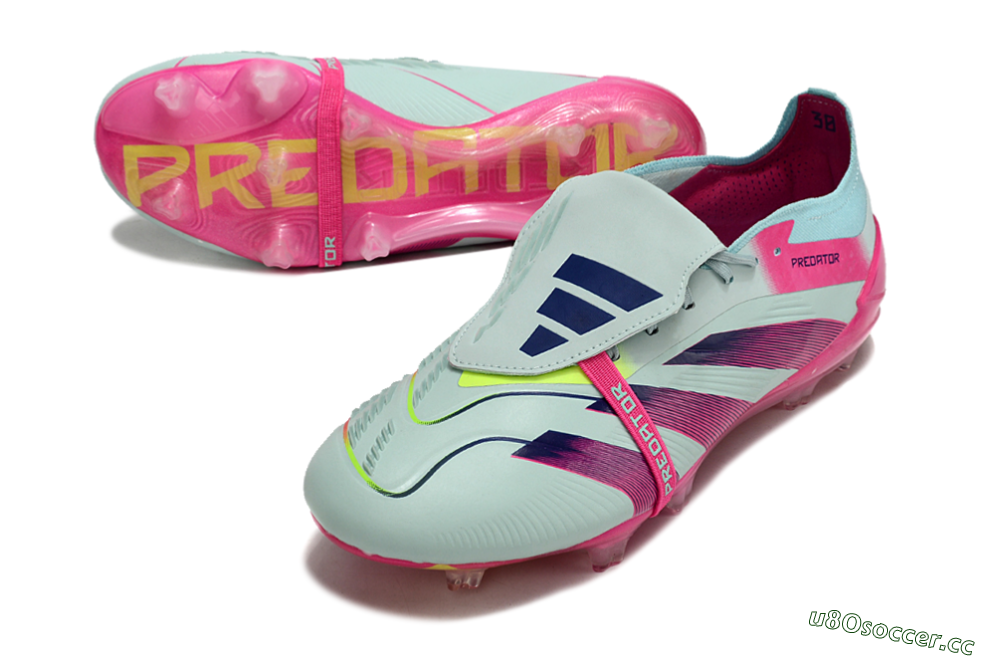 Men's Adidas Predator Elite Foldover Tongue FG Firm Ground Low-Tops Football Boots - Blue/Purple/Pink 3