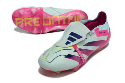 Men's Adidas Predator Elite Foldover Tongue FG Firm Ground Low-Tops Football Boots - Blue/Purple/Pink