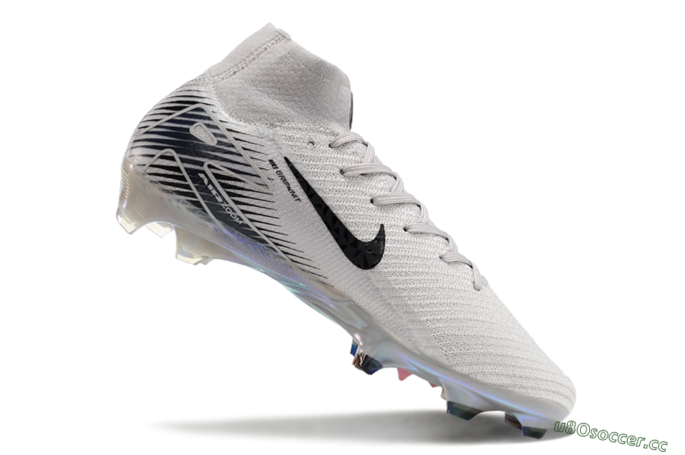 Men's Nike Air Zoom Mercurial Superfly 10 Elite FG Firm Ground High-Tops Football Boots - Grey/Black/Gold 4