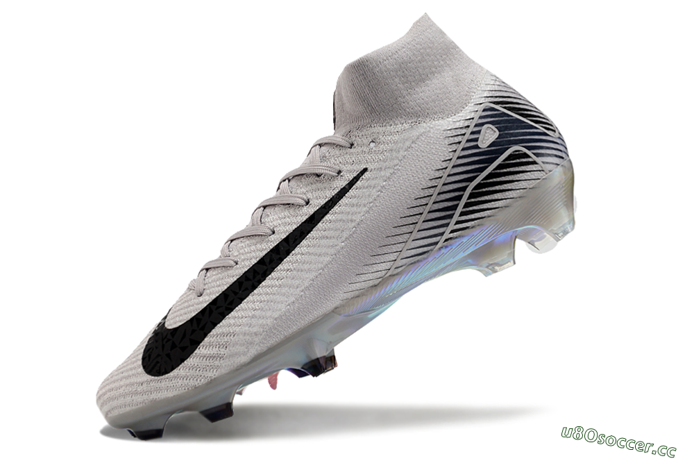 Men's Nike Air Zoom Mercurial Superfly 10 Elite FG Firm Ground High-Tops Football Boots - Grey/Black/Gold 5