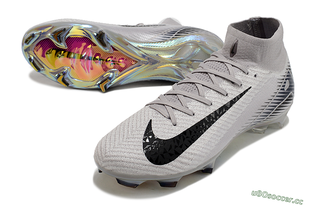Men's Nike Air Zoom Mercurial Superfly 10 Elite FG Firm Ground High-Tops Football Boots - Grey/Black/Gold 3