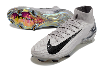 Men's Nike Air Zoom Mercurial Superfly 10 Elite FG Firm Ground High-Tops Football Boots - Grey/Black/Gold