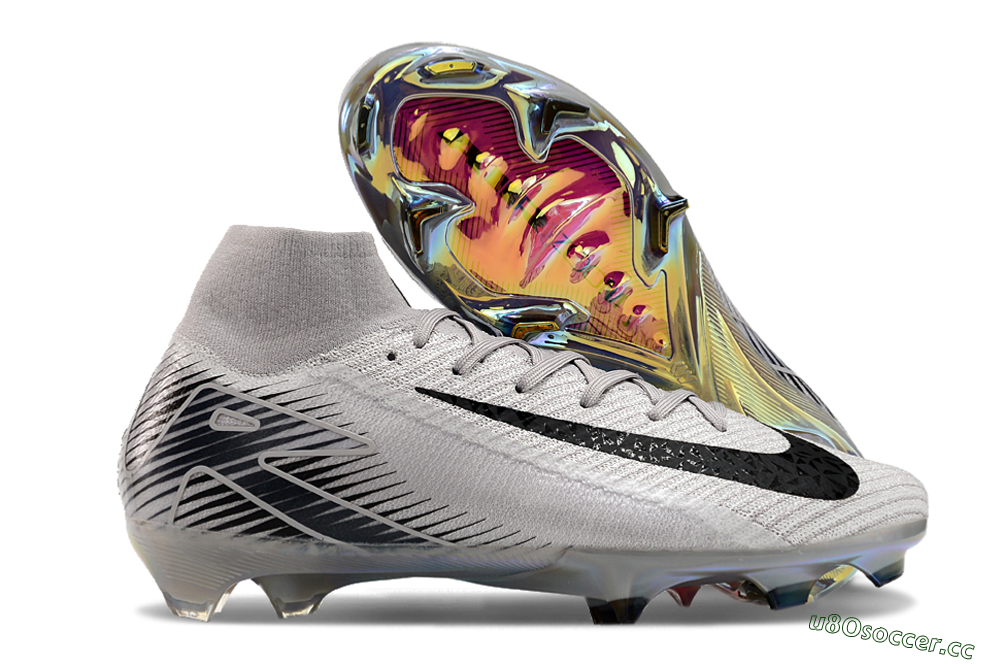 Men's Nike Air Zoom Mercurial Superfly 10 Elite FG Firm Ground High-Tops Football Boots - Grey/Black/Gold 2