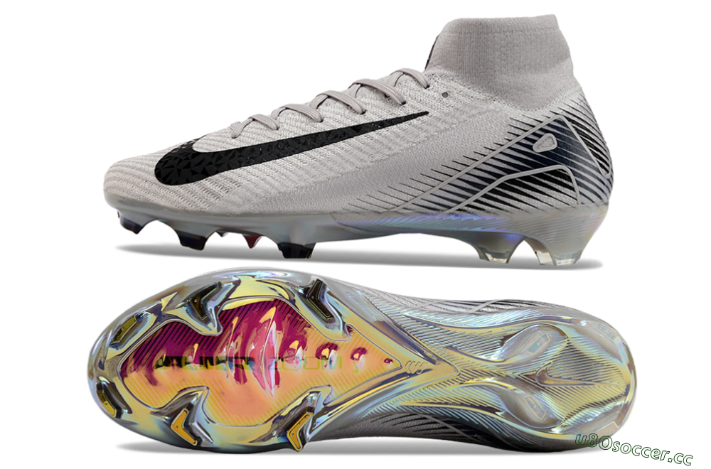 Men's Nike Air Zoom Mercurial Superfly 10 Elite FG Firm Ground High-Tops Football Boots - Grey/Black/Gold 1