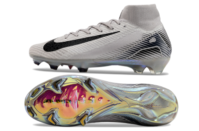 Men's Nike Air Zoom Mercurial Superfly 10 Elite FG Firm Ground High-Tops Football Boots - Grey/Black/Gold