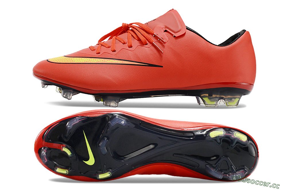Men's Nike Mercurial Vapor 10 FG Firm Ground Low-Tops Football Boots - Red/Yellow/Black 1