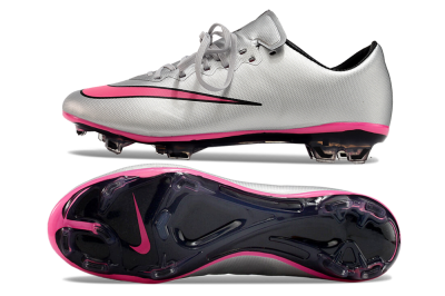 Men's Nike Mercurial Vapor 10 FG Firm Ground Low-Tops Football Boots - Silver/Pink/Black