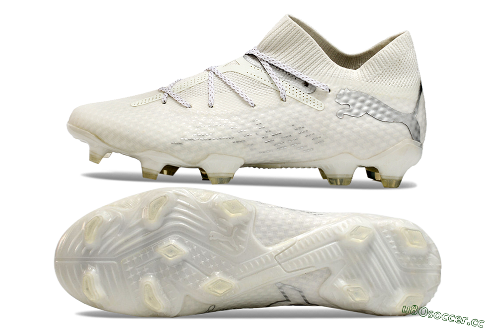 Men's Puma Future 7 Ultimate FG Firm Ground Low-Tops Football Boots - Beige/Silver 1