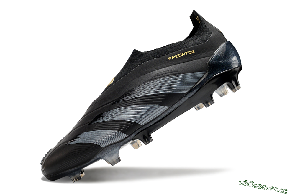 Men's Adidas Predator Elite Laceless FG Firm Ground Low-Tops Football Boots - Black/Silver/Gold 5