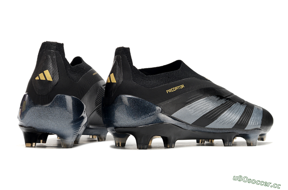 Men's Adidas Predator Elite Laceless FG Firm Ground Low-Tops Football Boots - Black/Silver/Gold 6