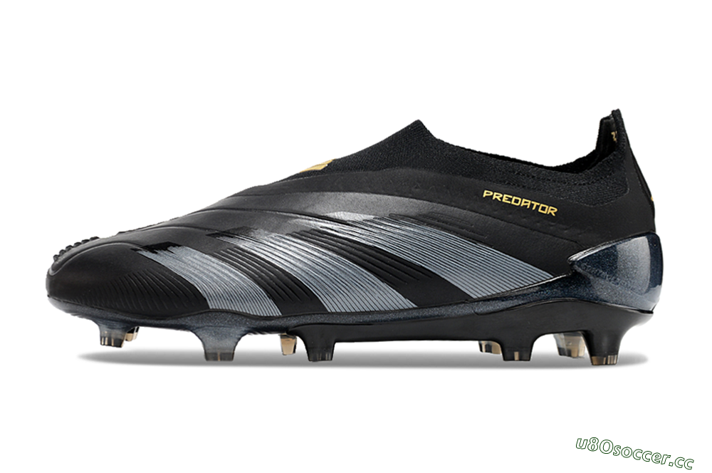 Men's Adidas Predator Elite Laceless FG Firm Ground Low-Tops Football Boots - Black/Silver/Gold 0