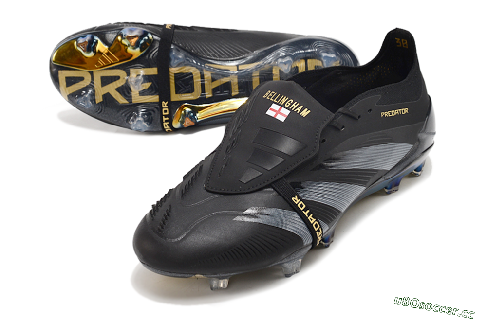 Men's Adidas Predator Elite Foldover Tongue FG Firm Ground Low-Tops Football Boots - Black/Silver/Gold 3