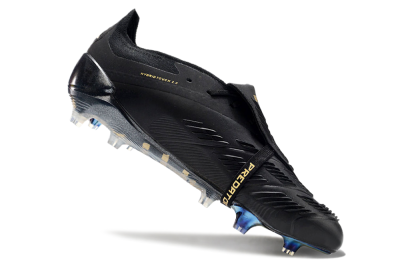 Men's Adidas Predator Elite Foldover Tongue FG Firm Ground Low-Tops Football Boots - Black/Silver/Gold
