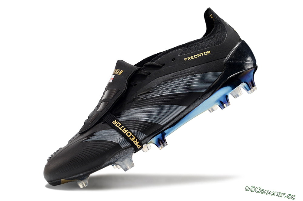 Men's Adidas Predator Elite Foldover Tongue FG Firm Ground Low-Tops Football Boots - Black/Silver/Gold 5