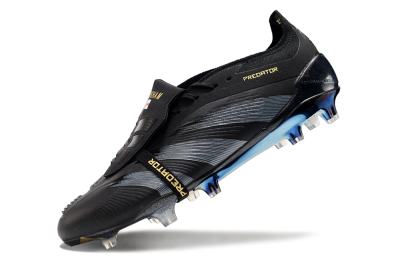 Men's Adidas Predator Elite Foldover Tongue FG Firm Ground Low-Tops Football Boots - Black/Silver/Gold