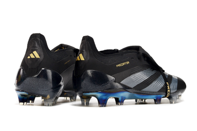 Men's Adidas Predator Elite Foldover Tongue FG Firm Ground Low-Tops Football Boots - Black/Silver/Gold