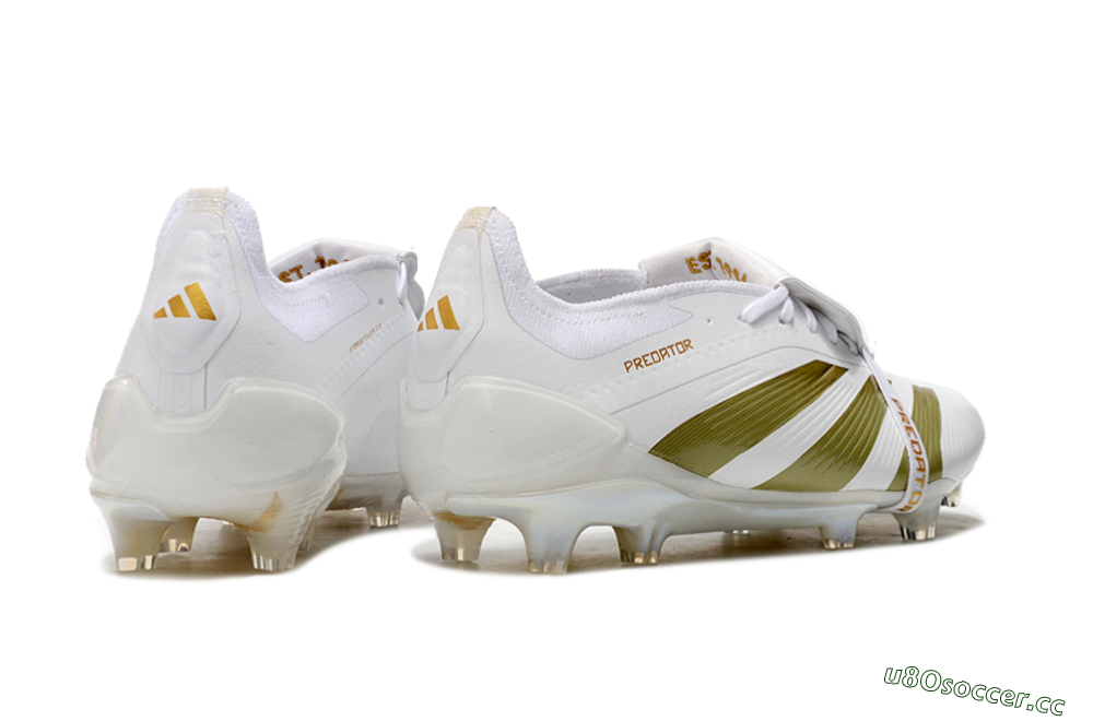 Men's Adidas Predator Elite Foldover Tongue FG Firm Ground Low-Tops Football Boots - Beige/Gold/White 6