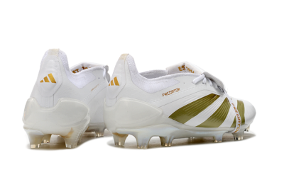 Men's Adidas Predator Elite Foldover Tongue FG Firm Ground Low-Tops Football Boots - Beige/Gold/White