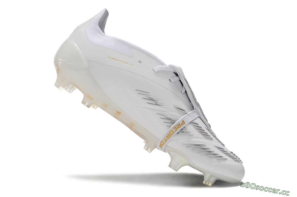 Men's Adidas Predator Elite Foldover Tongue FG Firm Ground Low-Tops Football Boots - Beige/Gold/White 4