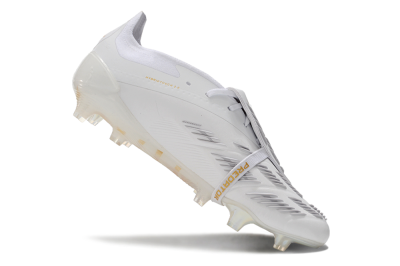 Men's Adidas Predator Elite Foldover Tongue FG Firm Ground Low-Tops Football Boots - Beige/Gold/White