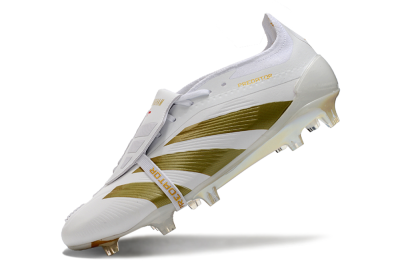 Men's Adidas Predator Elite Foldover Tongue FG Firm Ground Low-Tops Football Boots - Beige/Gold/White