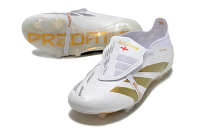 Men's Adidas Predator Elite Foldover Tongue FG Firm Ground Low-Tops Football Boots - Beige/Gold/White