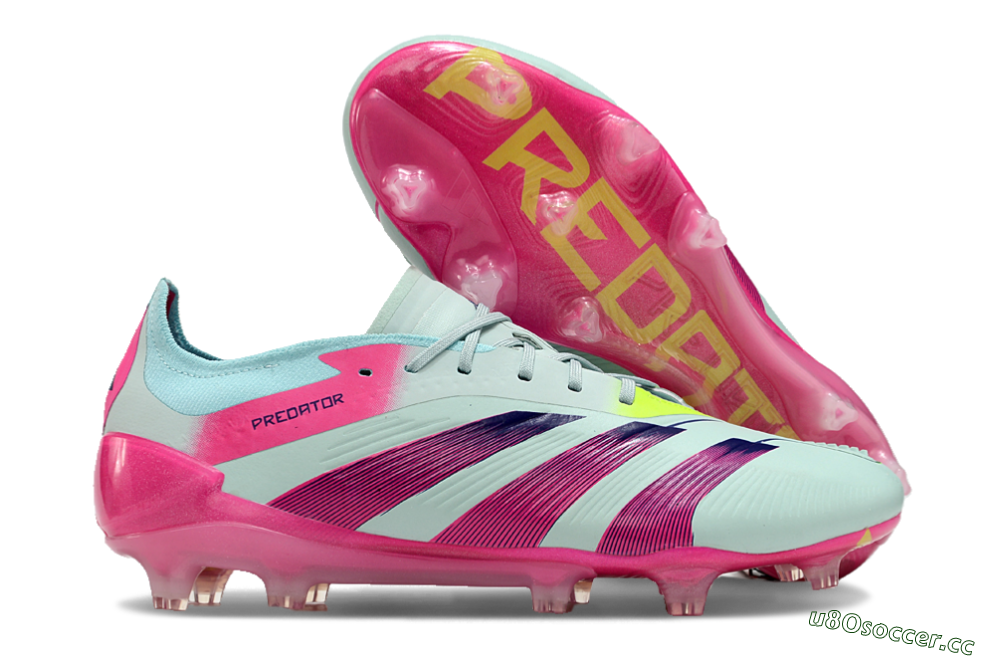 Men's Adidas Predator Elite 24 FG Firm Ground Low-Tops Football Boots - Jade/Purple/Pink 2