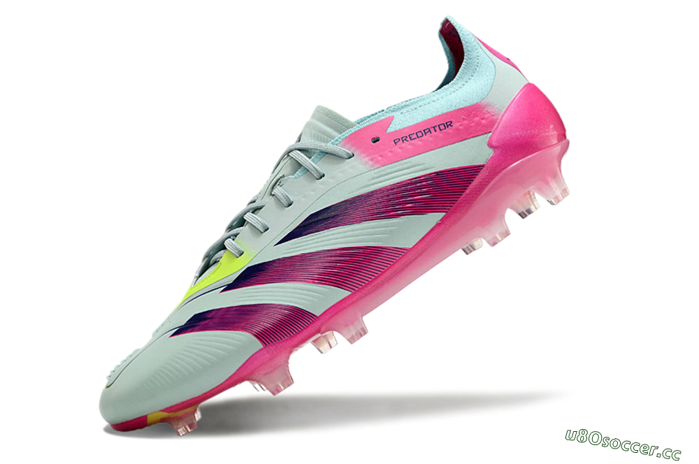 Men's Adidas Predator Elite 24 FG Firm Ground Low-Tops Football Boots - Jade/Purple/Pink 5