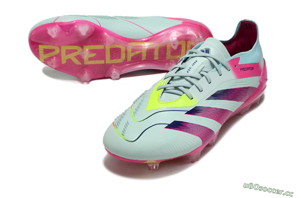 Men's Adidas Predator Elite 24 FG Firm Ground Low-Tops Football Boots - Jade/Purple/Pink 3