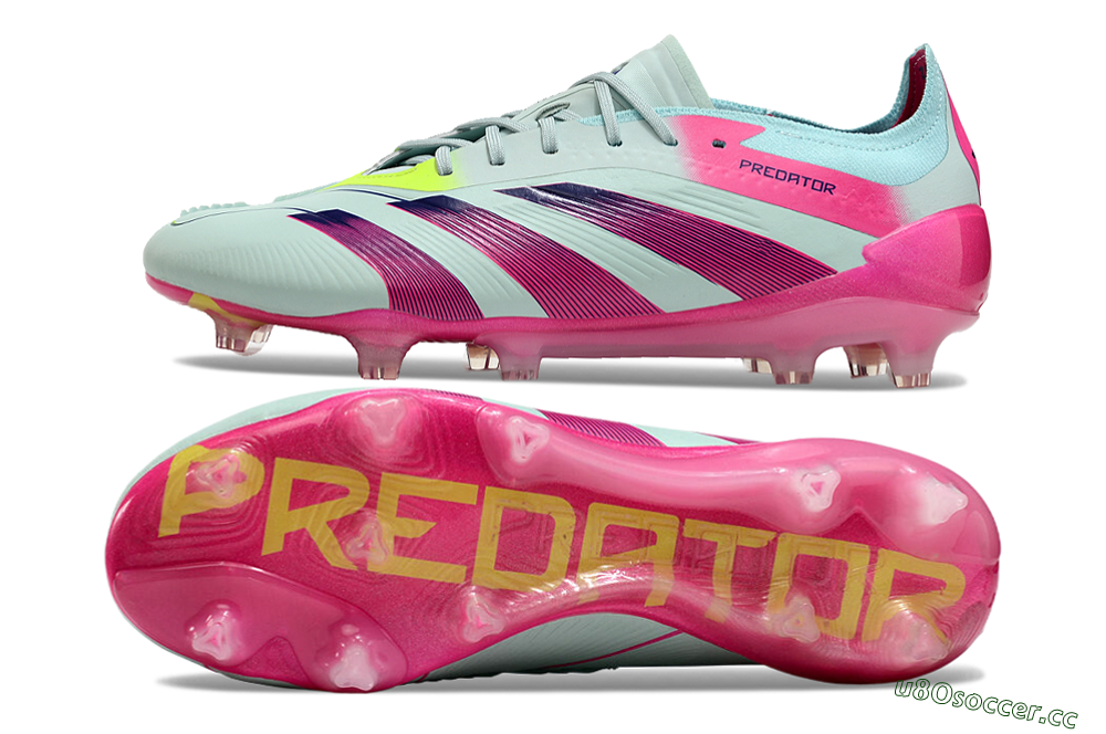 Men's Adidas Predator Elite 24 FG Firm Ground Low-Tops Football Boots - Jade/Purple/Pink 1