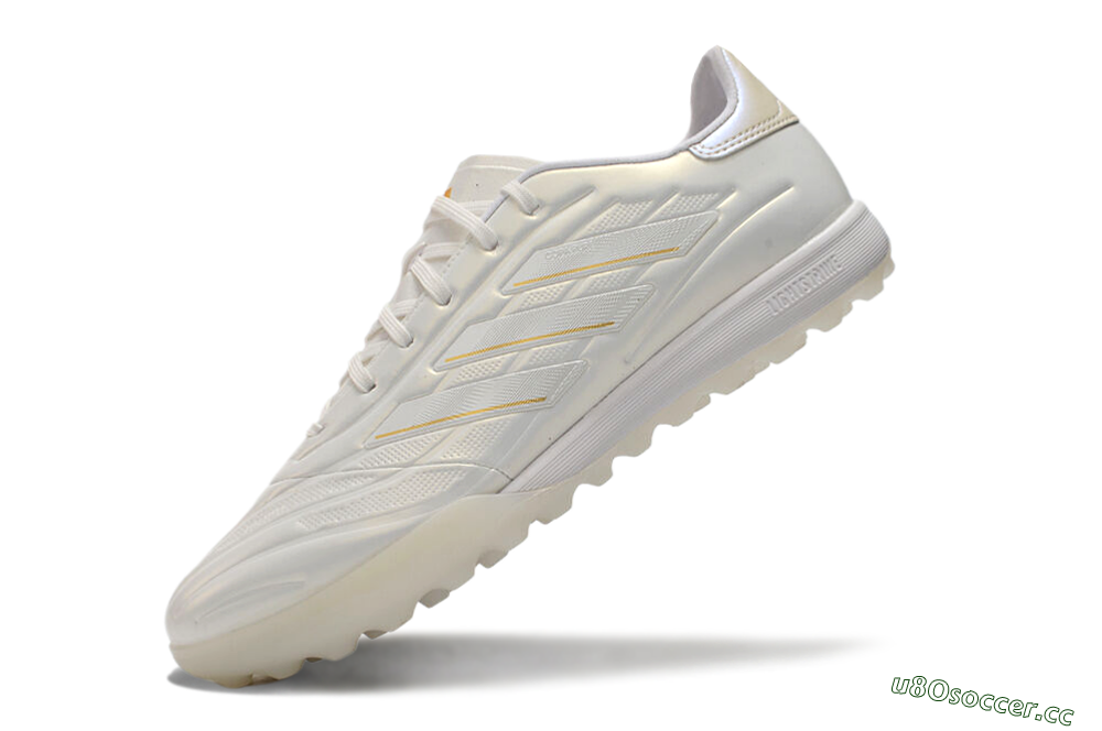 Men's Adidas Copa Pure.3 TF Artificial Turf Low-Tops Football Shoes - White/Gold/Beige 5