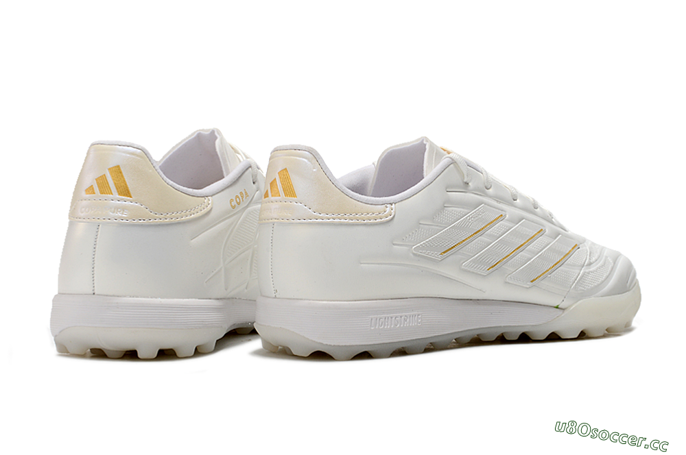 Men's Adidas Copa Pure.3 TF Artificial Turf Low-Tops Football Shoes - White/Gold/Beige 6