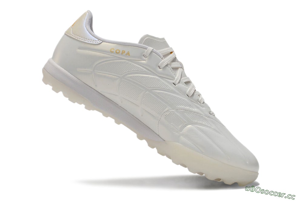 Men's Adidas Copa Pure.3 TF Artificial Turf Low-Tops Football Shoes - White/Gold/Beige 4