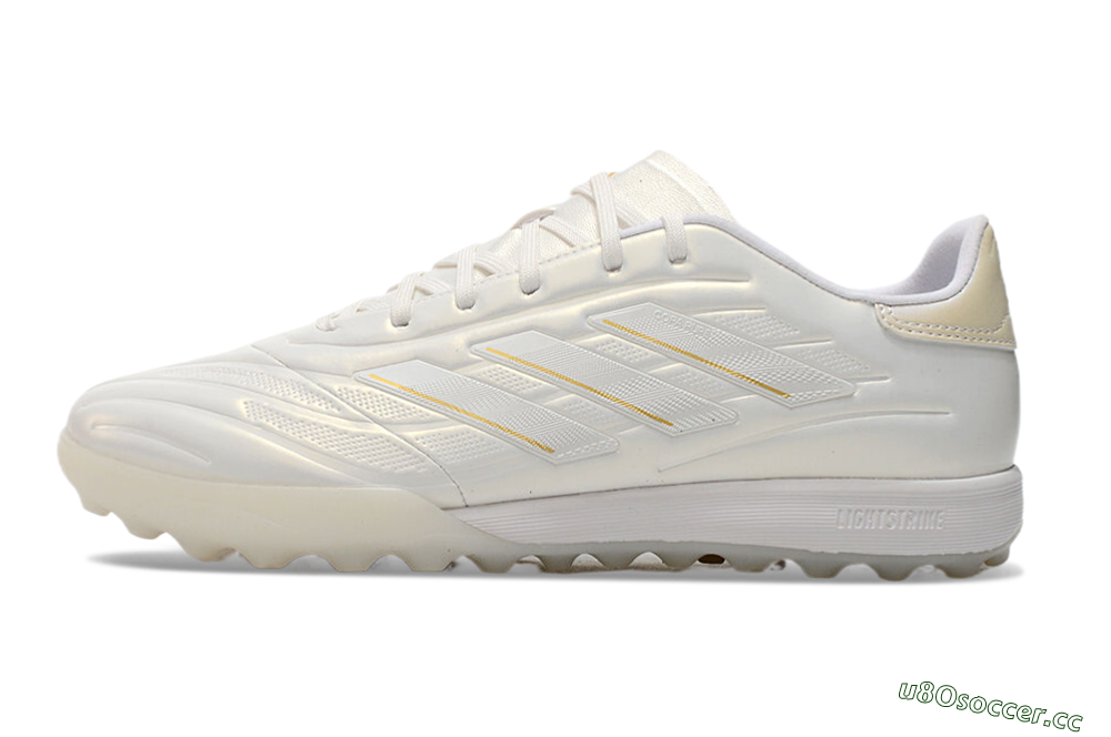 Men's Adidas Copa Pure.3 TF Artificial Turf Low-Tops Football Shoes - White/Gold/Beige 0