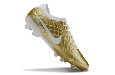 Men's Nike Tiempo Legend 10 Elite FG Firm Ground Low-Tops Football Shoes - Gold/White