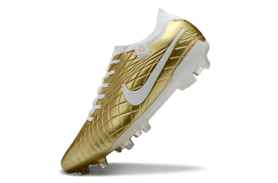 Men's Nike Tiempo Legend 10 Elite FG Firm Ground Low-Tops Football Shoes - Gold/White