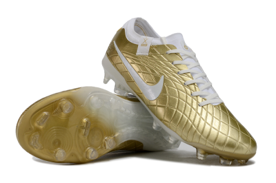 Men's Nike Tiempo Legend 10 Elite FG Firm Ground Low-Tops Football Shoes - Gold/White