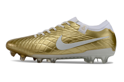 Men's Nike Tiempo Legend 10 Elite FG Firm Ground Low-Tops Football Shoes - Gold/White