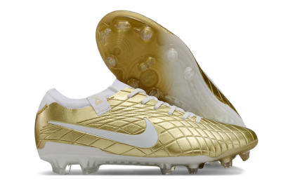 Men's Nike Tiempo Legend 10 Elite FG Firm Ground Low-Tops Football Shoes - Gold/White