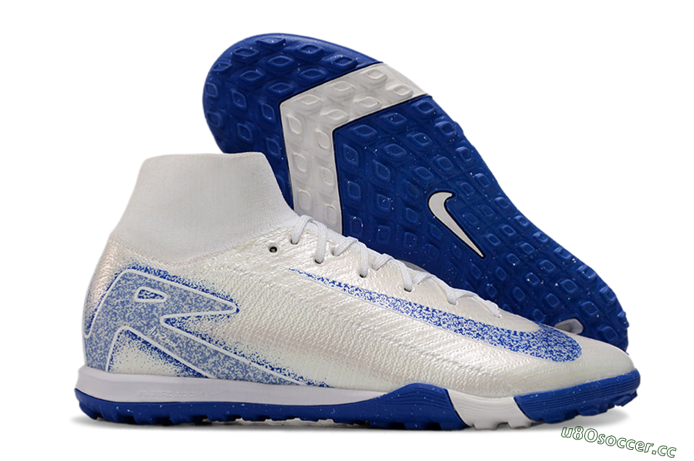 Unisex Nike Air Zoom Mercurial Superfly 10 Elite TF Artificial Turf High-Tops Football Shoes - Beige/Blue 2