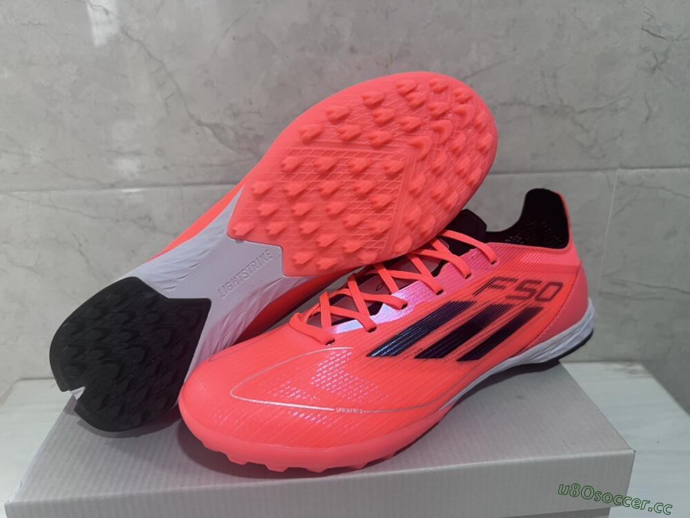 Men's Adidas F50 Adizero TF Artificial Turf Low-Tops Football Shoes - Red/Black