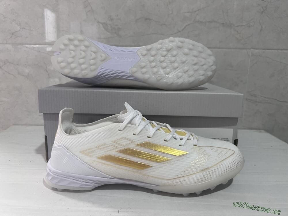 Men's Adidas F50 Pro TF Artificial Turf Low-Tops Football Shoes - Beige/White/Gold