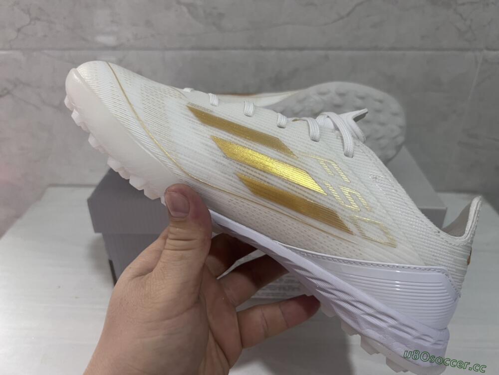 Men's Adidas F50 Pro TF Artificial Turf Low-Tops Football Shoes - Beige/White/Gold
