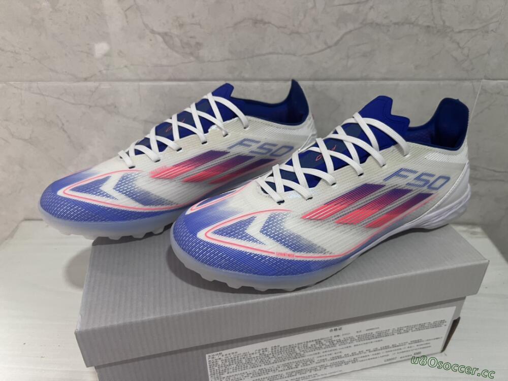 Men's Adidas F50 Pro TF Artificial Turf Low-Tops Football Shoes - Blue/Red/Beige