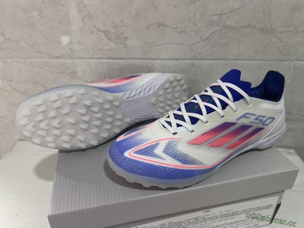 Men's Adidas F50 Pro TF Artificial Turf Low-Tops Football Shoes - Blue/Red/Beige