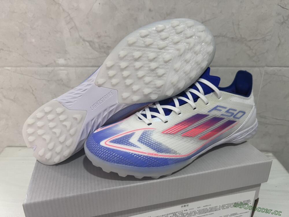 Men's Adidas F50 Pro TF Artificial Turf Low-Tops Football Shoes - Blue/Red/Beige