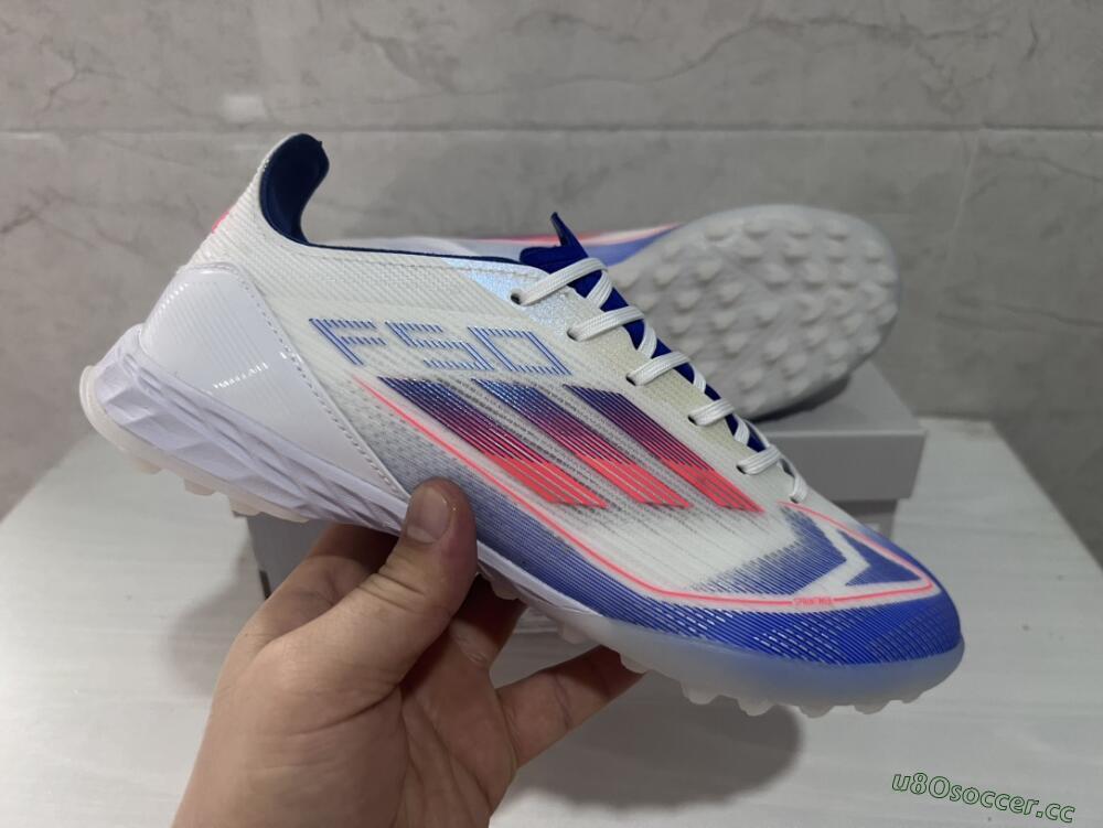 Men's Adidas F50 Pro TF Artificial Turf Low-Tops Football Shoes - Blue/Red/Beige