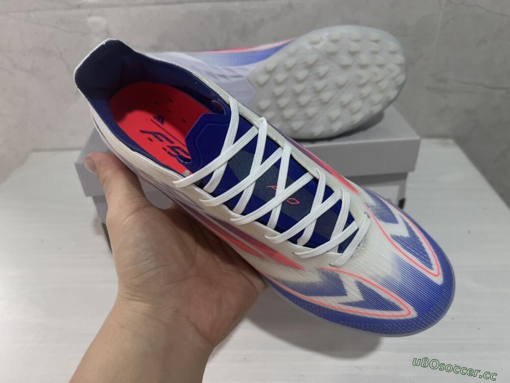Men's Adidas F50 Pro TF Artificial Turf Low-Tops Football Shoes - Blue/Red/Beige