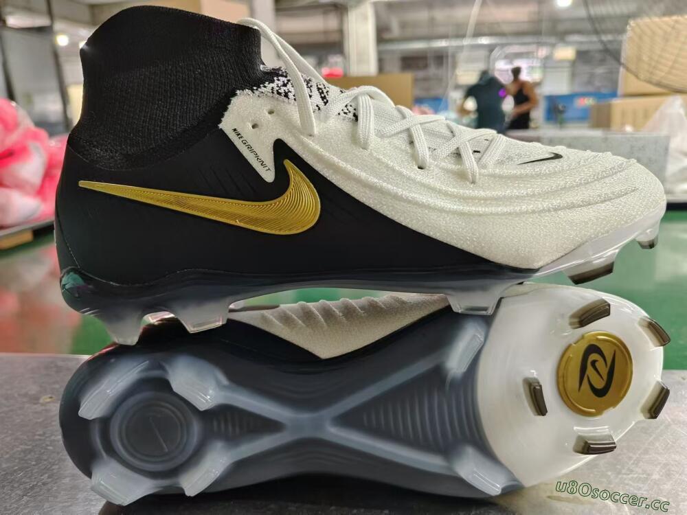 Men's Nike Phantom Luna Elite NU FG Firm Ground High-Tops Football Boots - White/Black/Gold