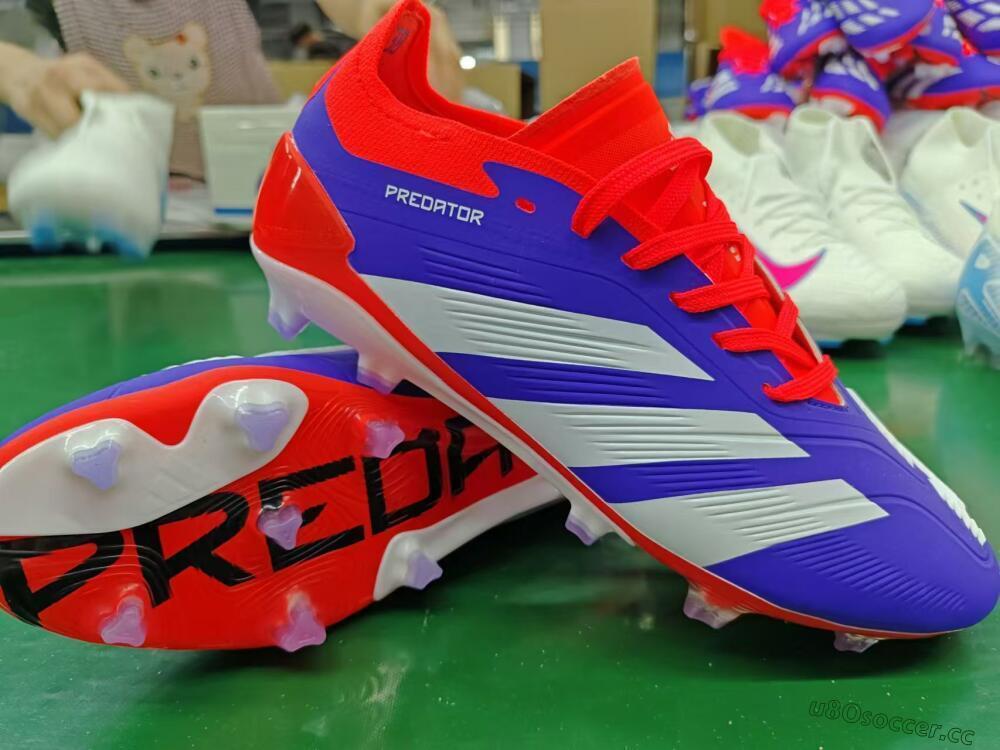 Men's Adidas Predator Elite FG Firm Ground Low-Tops Football Boots - Blue/White/Red